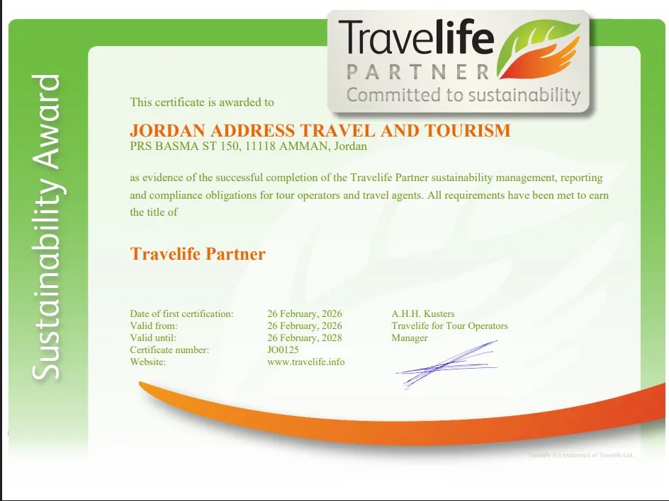 Jordan Address Achieves Travelife Partner Recognition at ITB Berlin
